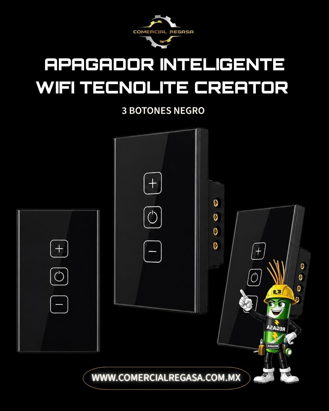 Apagador inteligente WiFi Tecnolite Creator | Compatible con Alexa y Google Home