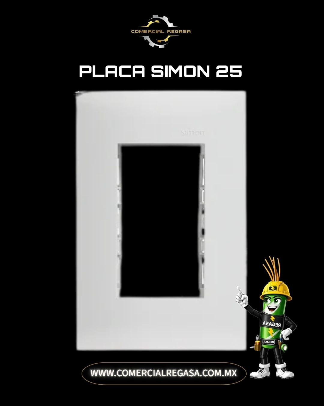 Placa con Chasis Simon 25 Plus Blanco | Tapa Eléctrica Minimalista