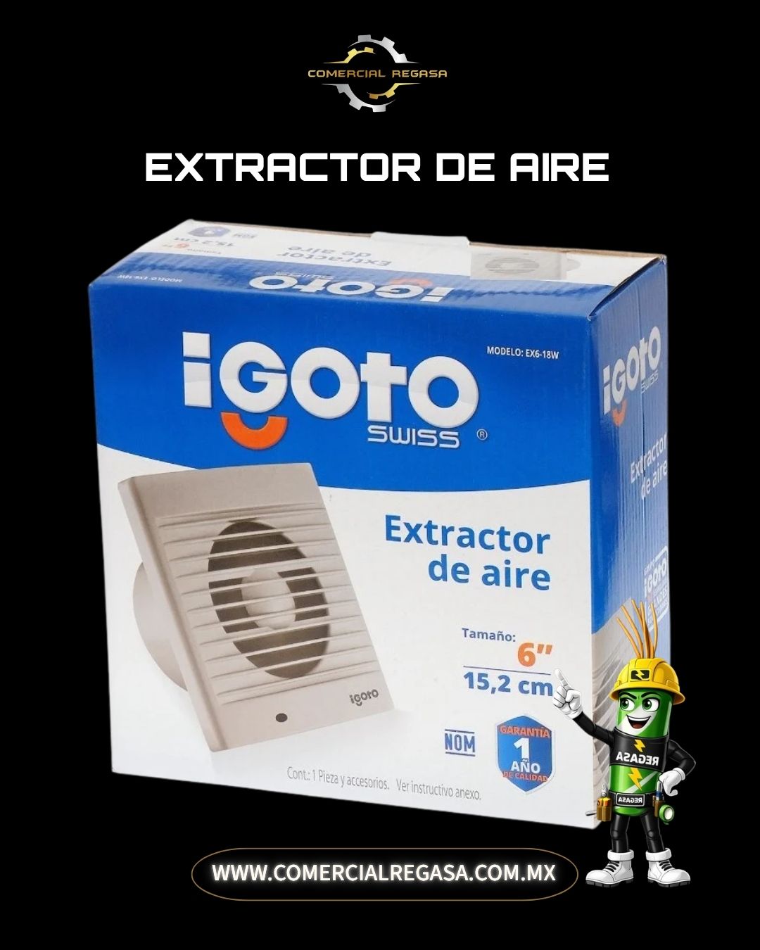 Extractor de Aire Empotrable Doméstico | Motor de Cobre y Cuerpo ABS