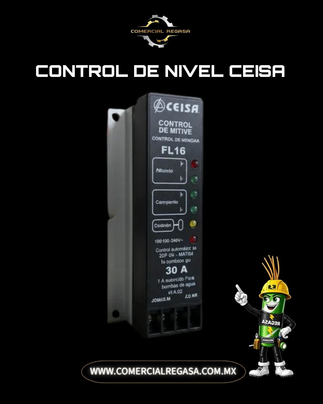 Control de Nivel Eléctrico Ceisa Cisterna y Tinaco | Código FL16C