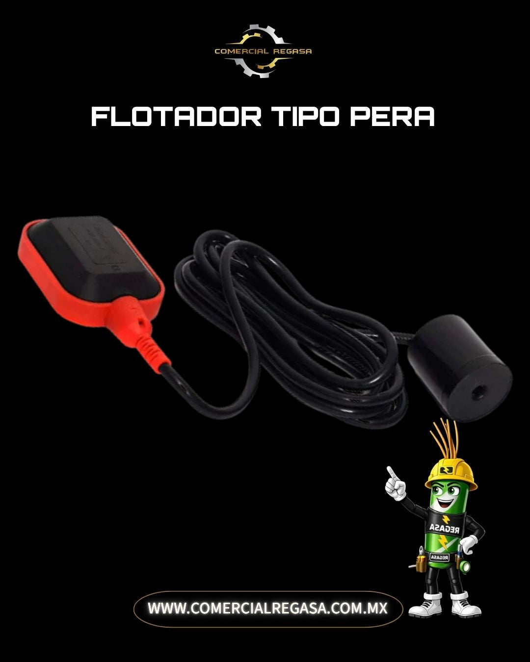 Flotador Eléctrico Tipo Pera con Contrapeso