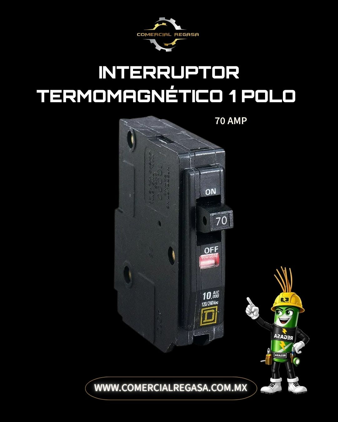 Interruptor Termomagnético 1 Polo | Protección Sobrecarga y Cortocircuito 120/240V