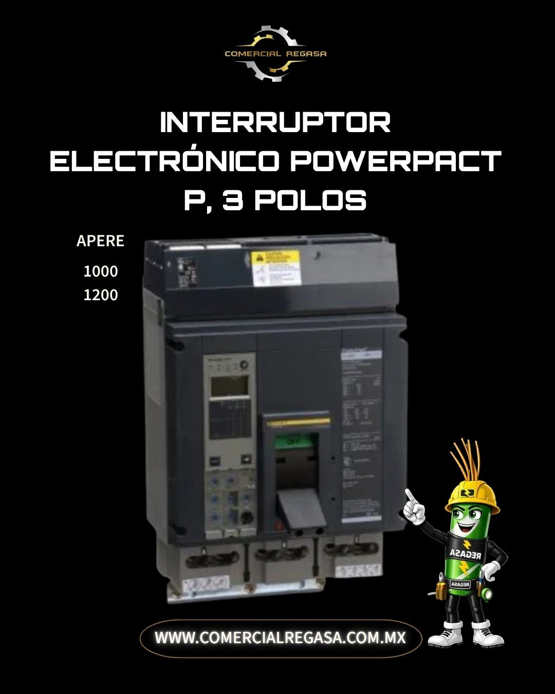 Interruptor electrónico PowerPacT P, 3 Polos