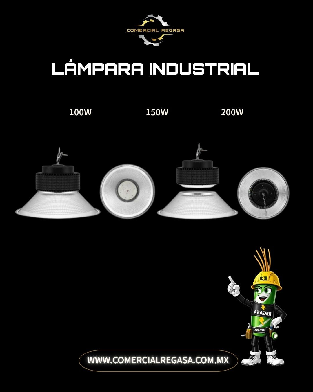 Luminaria High Bay Industrial LED | Campana de Alta Bahía con Reflector de Aluminio