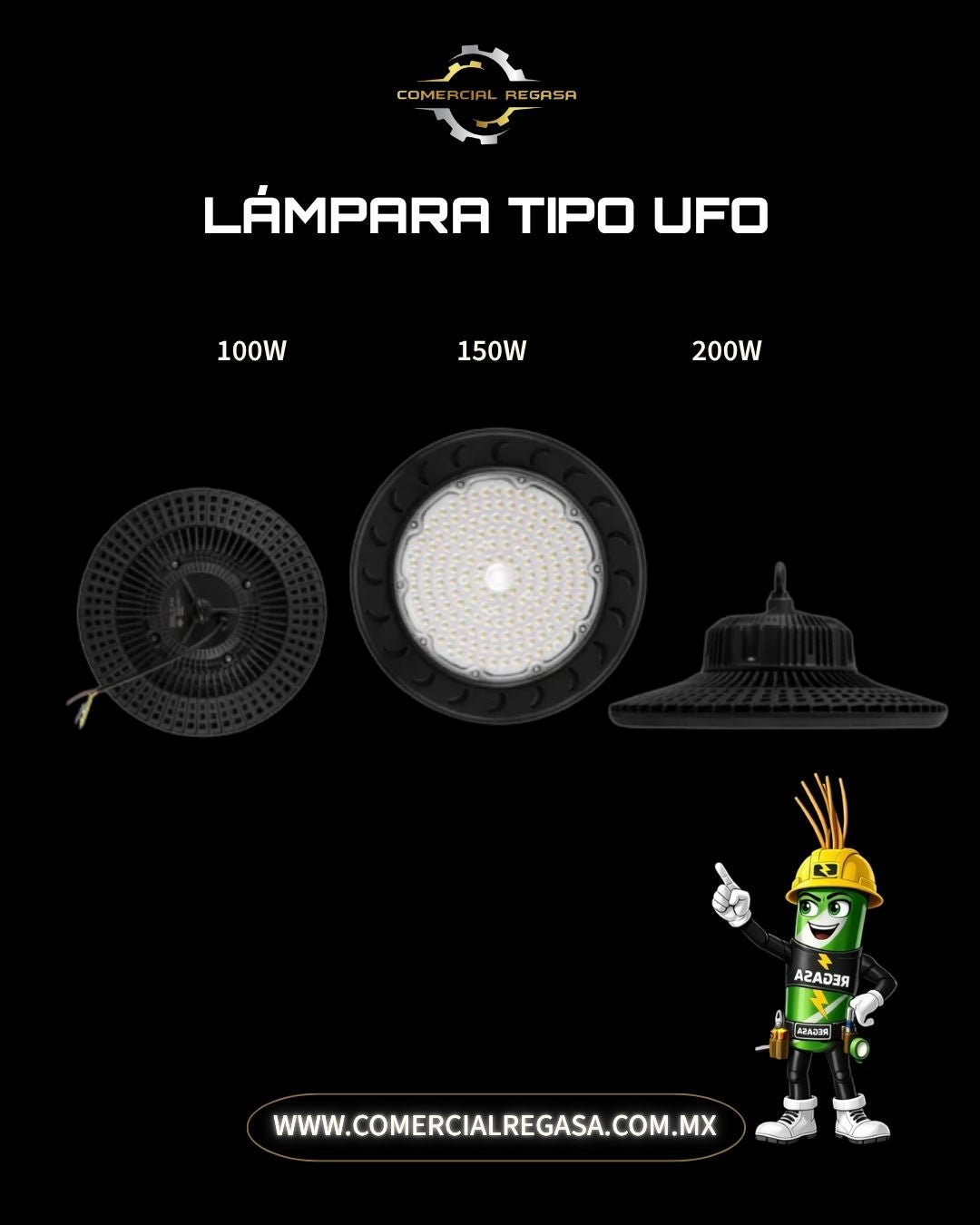 Lámpara LED UFO Industrial High Bay | Campana de Aluminio Fundido IP65
