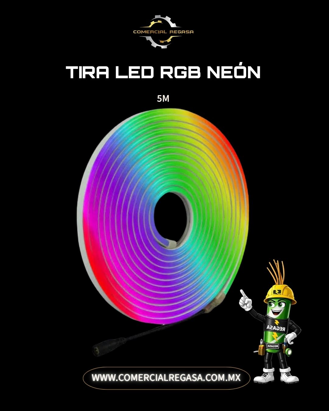 Tira LED RGB Tipo Neón Flex Multicolor IP65 | Kit de Iluminación con Driver Incluido