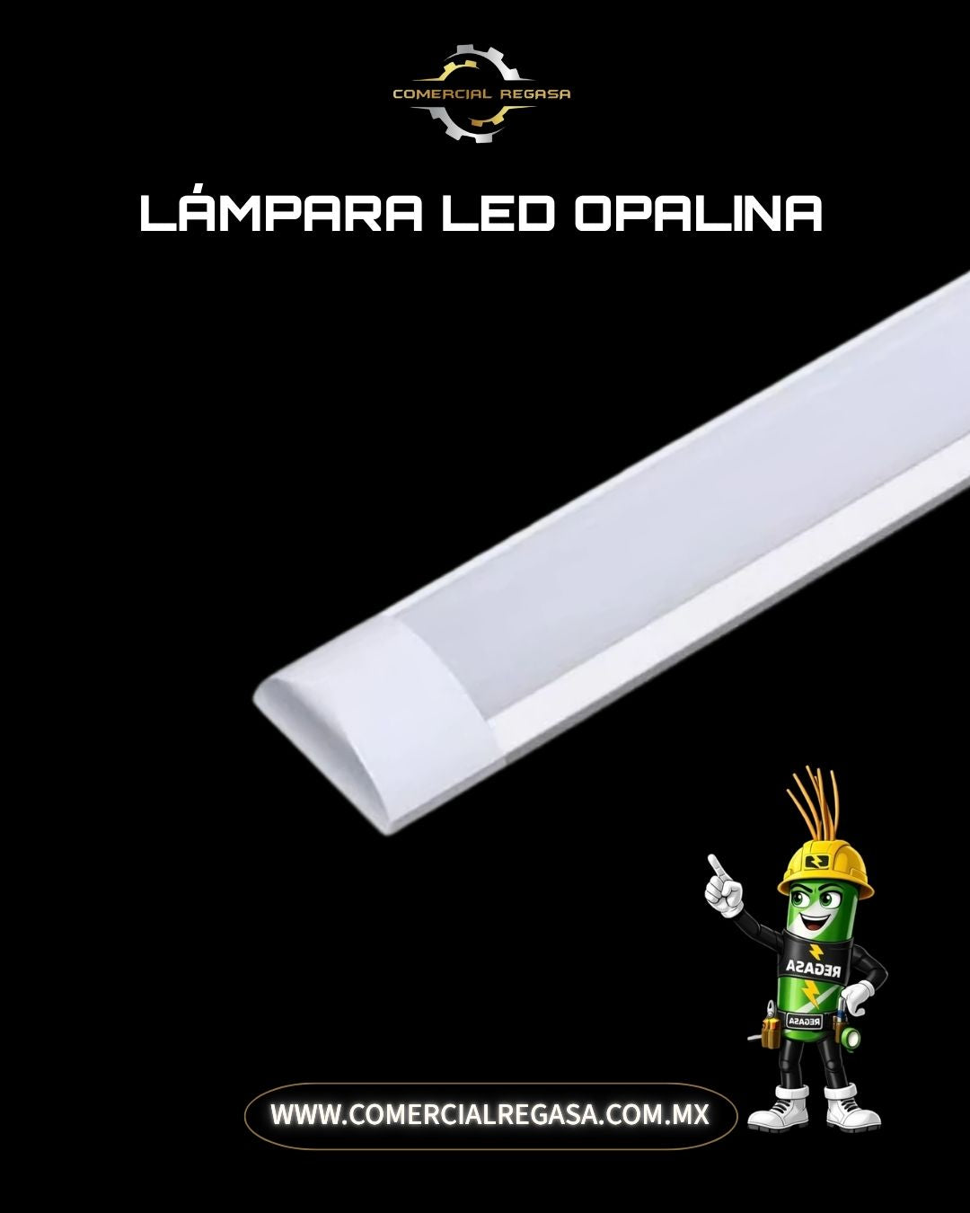 Lámpara LED Lineal Opalina 120cm 40W 127V | Regleta para Techo y Pared