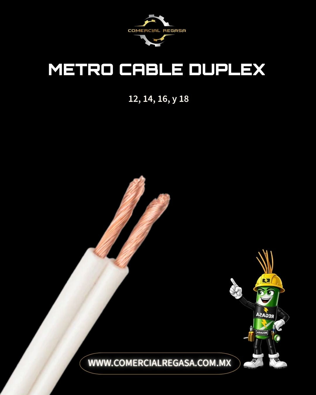 Metro de cable Duplex | 12, 14, 16 y 18 blanco