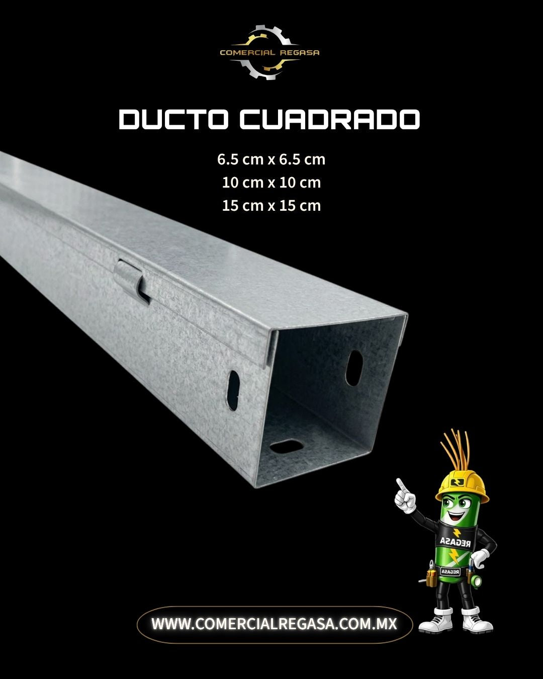 Tramo de Ducto Cuadrado Metálico de 1.5 Metros | Canaleta Industrial