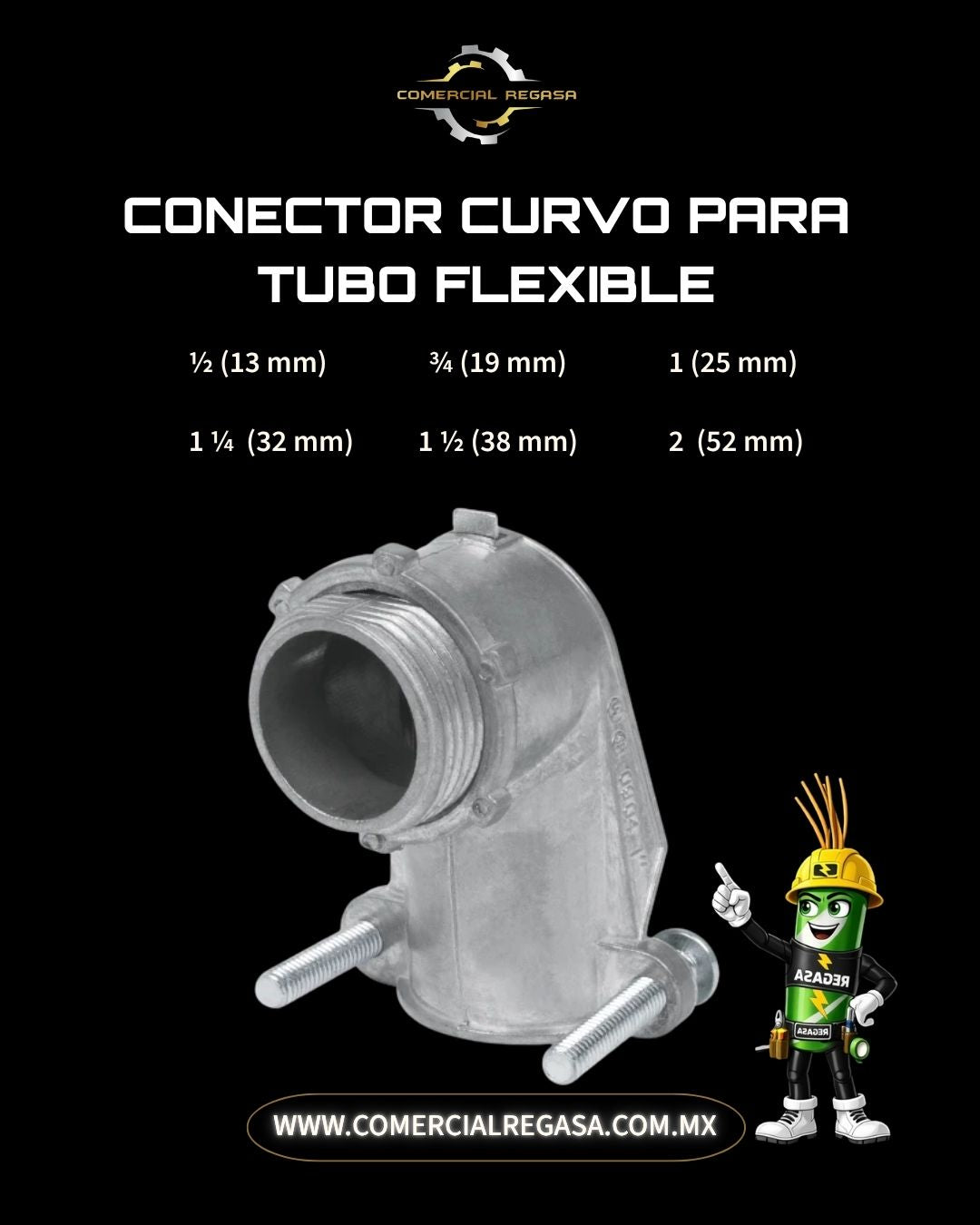 Conector Curvo para Tubo Flexible Metálico | Conector SAPA Angular