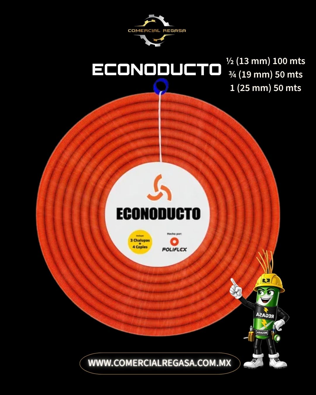 Econoducto Naranja de Polietileno Sin Guía | Manguera Flexible