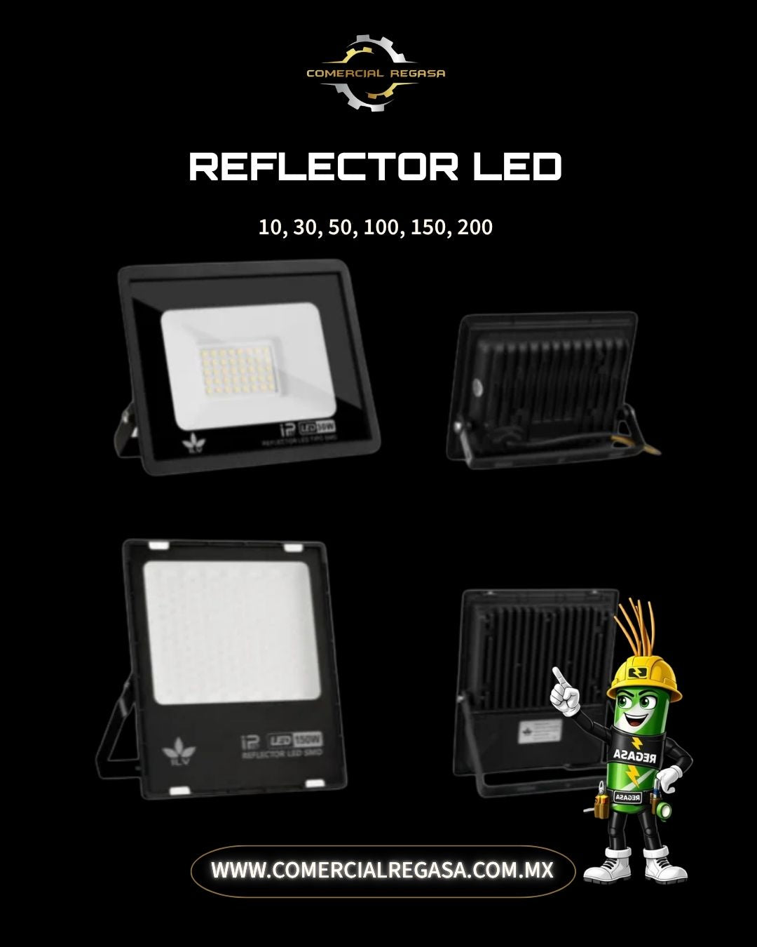 Reflector LED de Exterior para Muro o Piso | Proyector de Alta Potencia con Nano Copa Óptica
