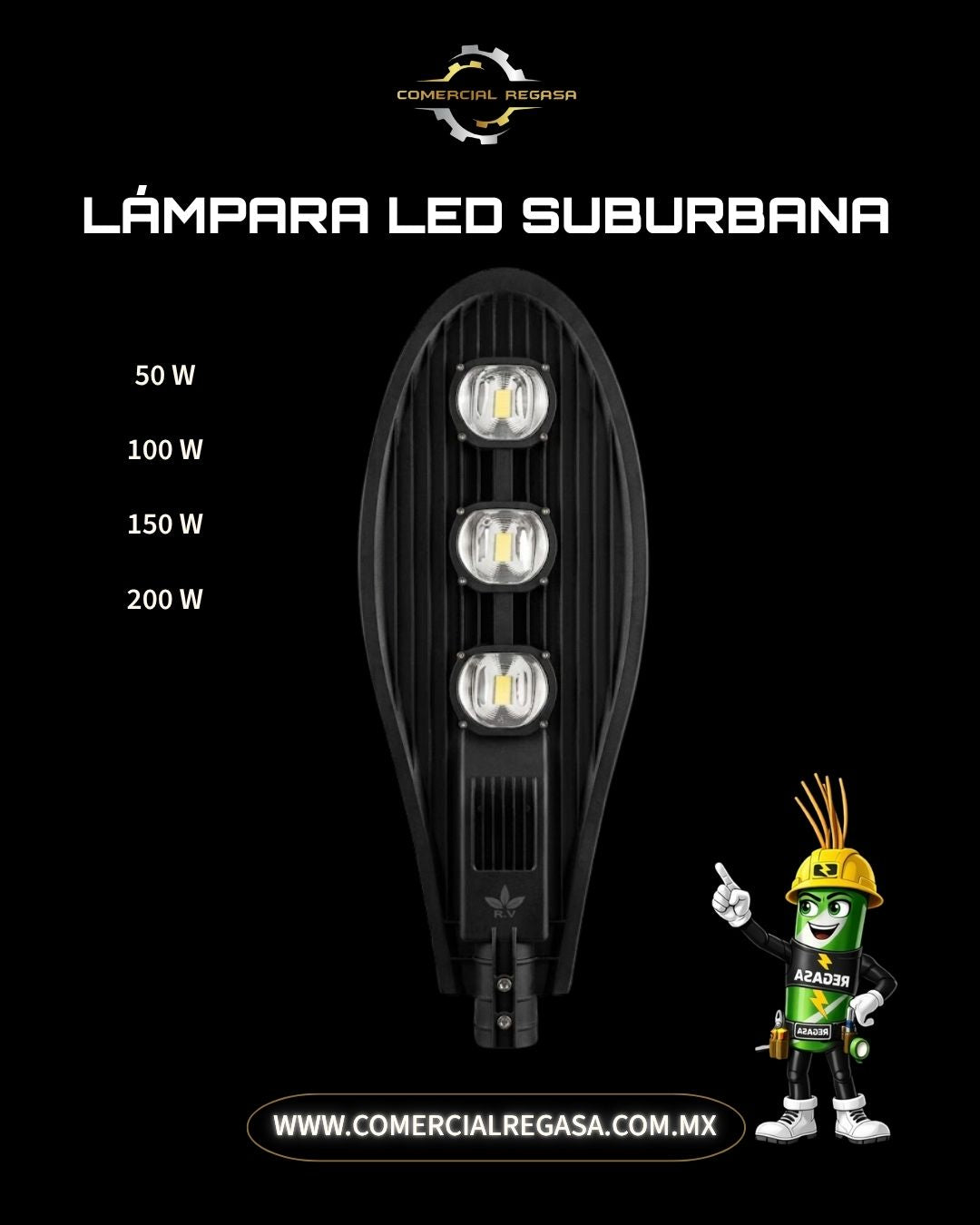 Lámpara LED Suburbana para Exterior | Luminaria de Alumbrado Público Vial