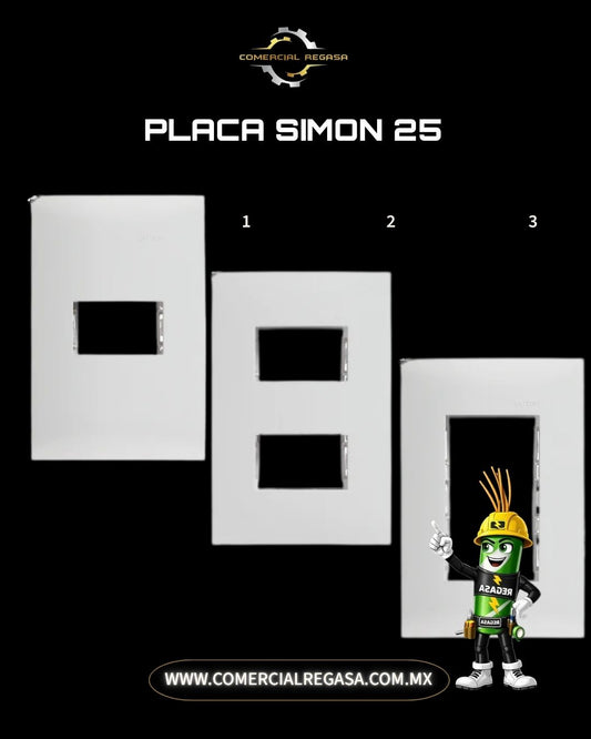 Placa con Chasis Simon 25 Plus Blanco | Tapa Eléctrica Minimalista