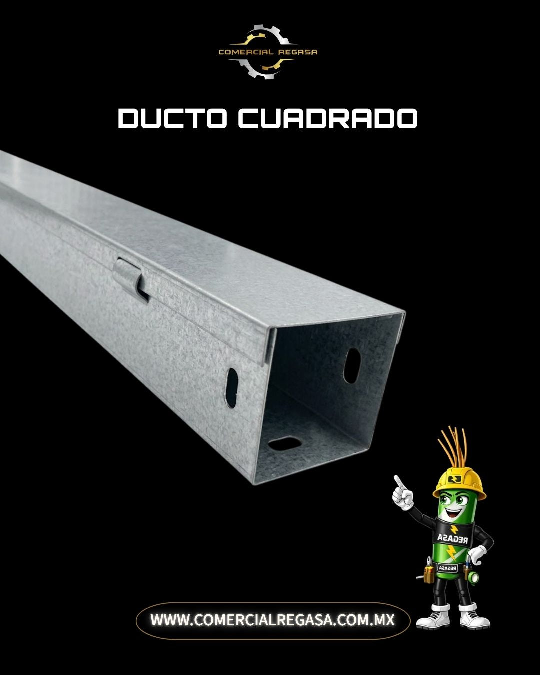 Tramo de Ducto Cuadrado Metálico de 1.5 Metros | Canaleta Industrial