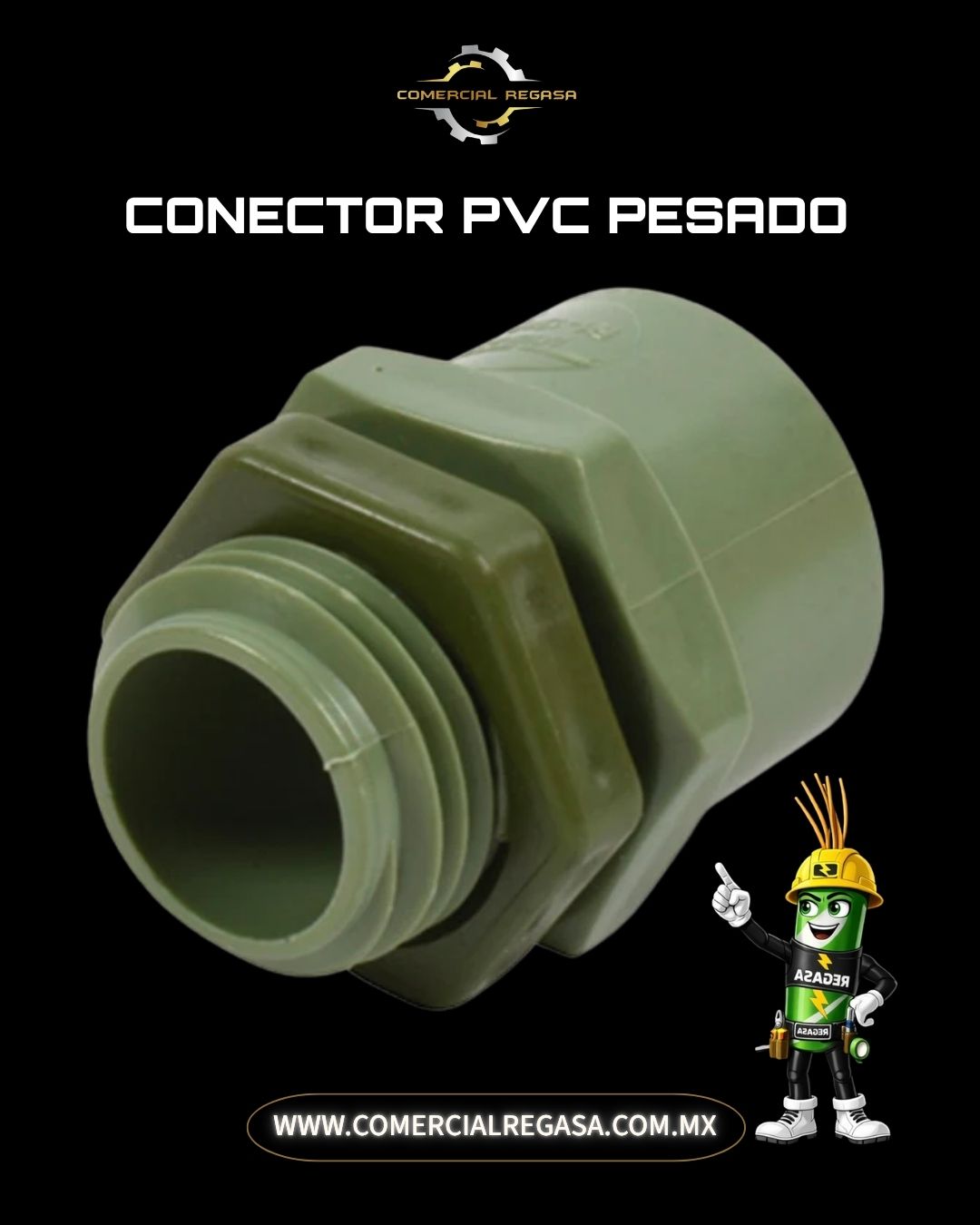 Conector Recto de PVC Pesado para Tubo Conduit | Instalación Eléctrica