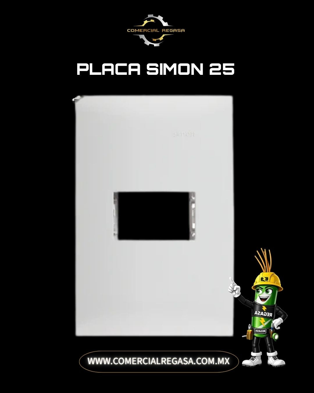 Placa con Chasis Simon 25 Plus Blanco | Tapa Eléctrica Minimalista