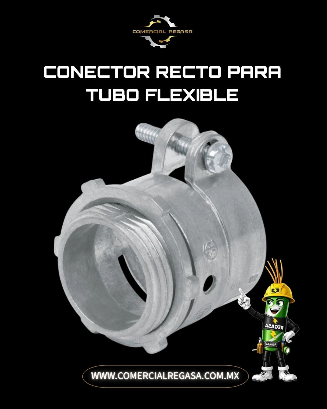 Conector recto para tubo flexible