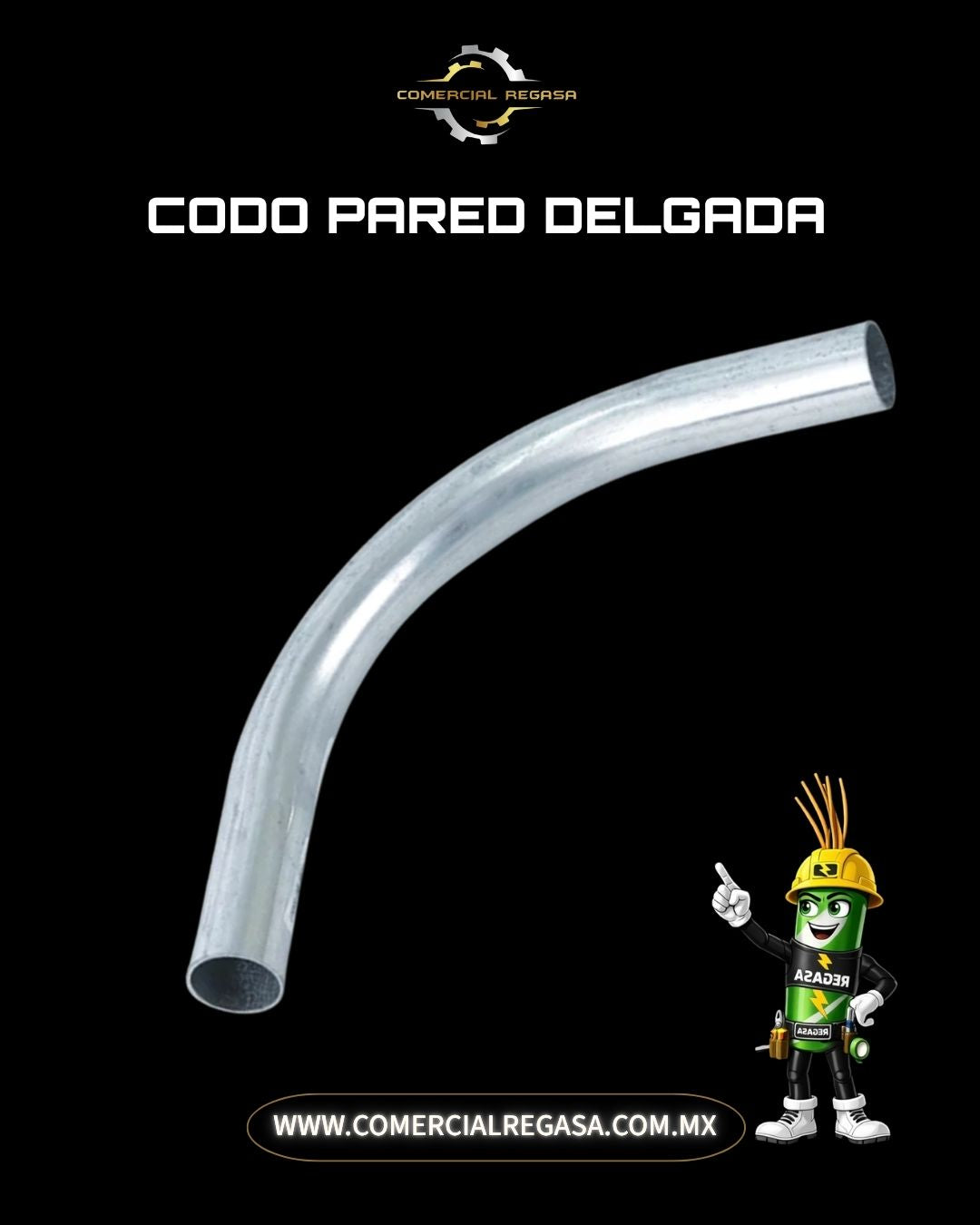 Codo Pared Delgada EMT Galvanizado | Curva para Tubo Conduit Ligero