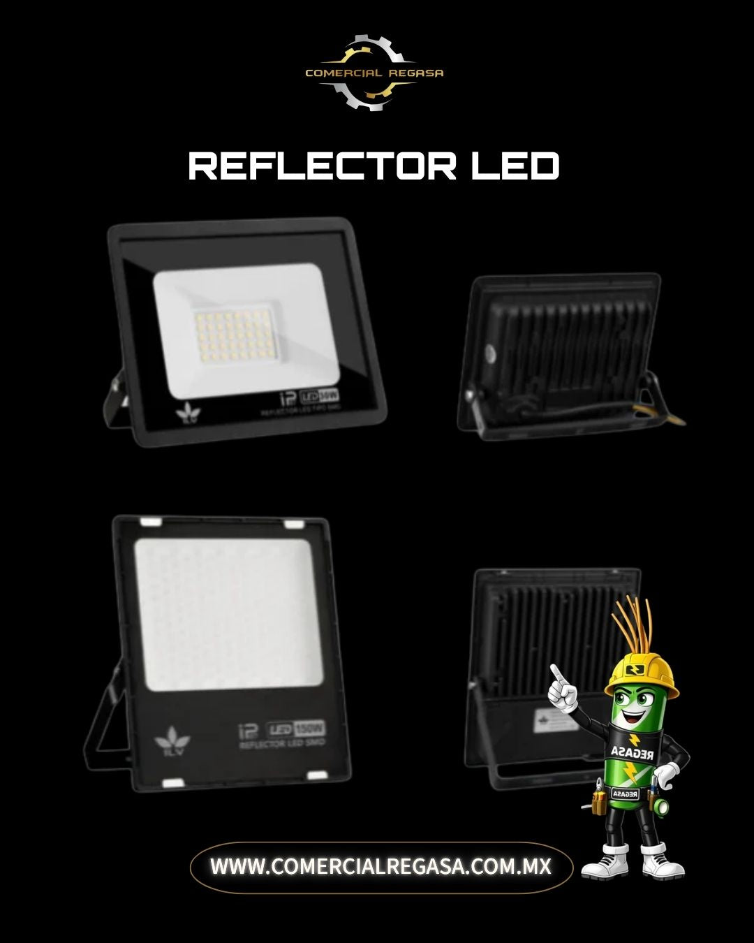 Reflector LED de Exterior para Muro o Piso | Proyector de Alta Potencia con Nano Copa Óptica
