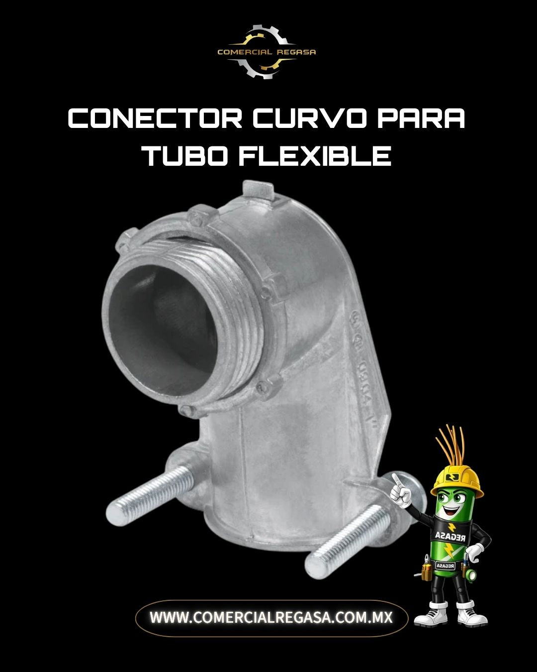 Conector Curvo para Tubo Flexible Metálico | Conector SAPA Angular