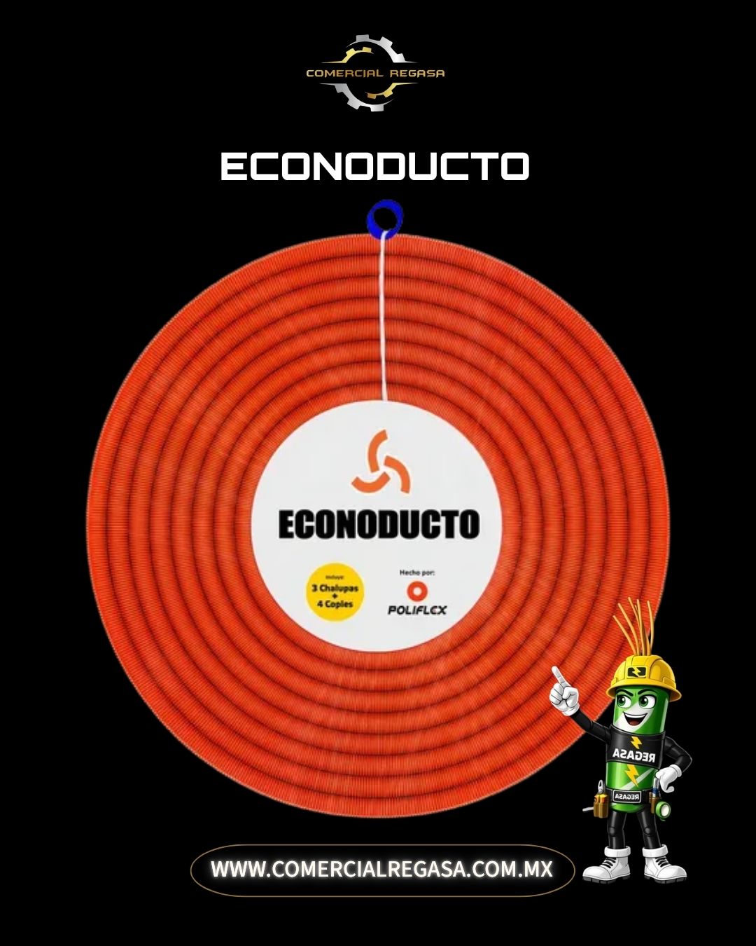 Econoducto Naranja de Polietileno Sin Guía | Manguera Flexible