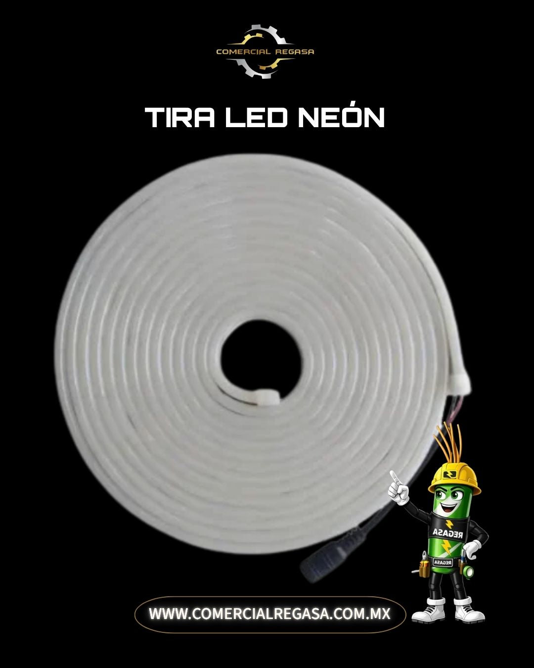 Tira LED Tipo Neón Flex Monocromática IP65 | Manguera Flexible con Driver Incluido