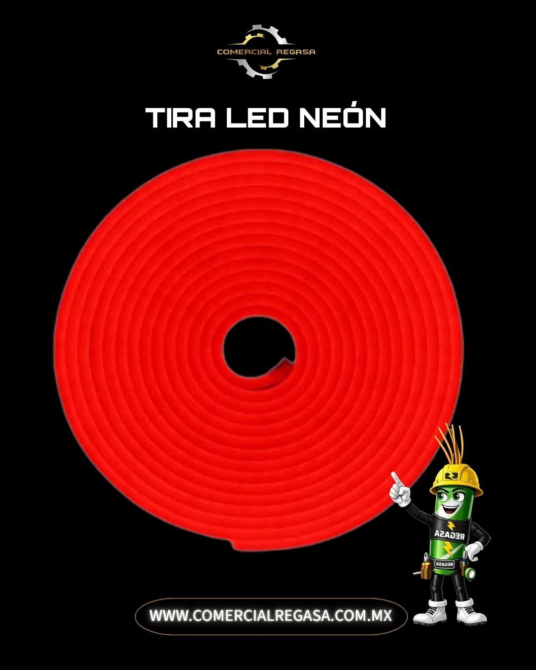 Tira LED Tipo Neón Flex Monocromática IP65 | Manguera Flexible con Driver Incluido
