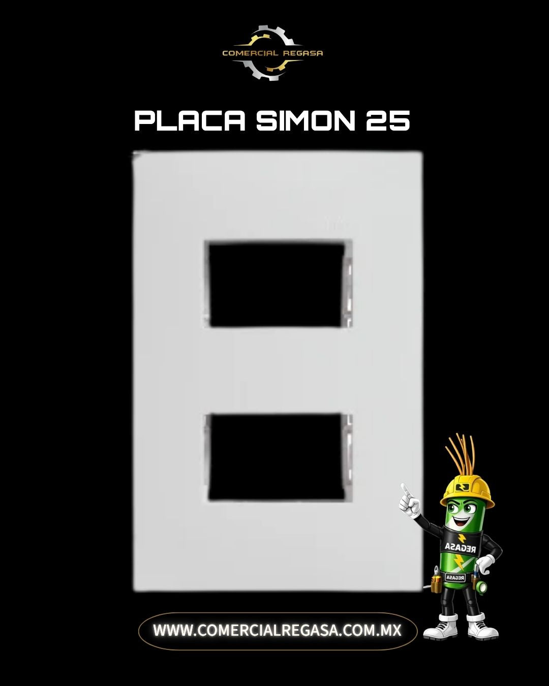 Placa con Chasis Simon 25 Plus Blanco | Tapa Eléctrica Minimalista