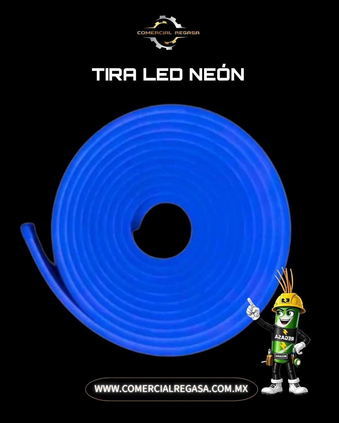 Tira LED Tipo Neón Flex Monocromática IP65 | Manguera Flexible con Driver Incluido