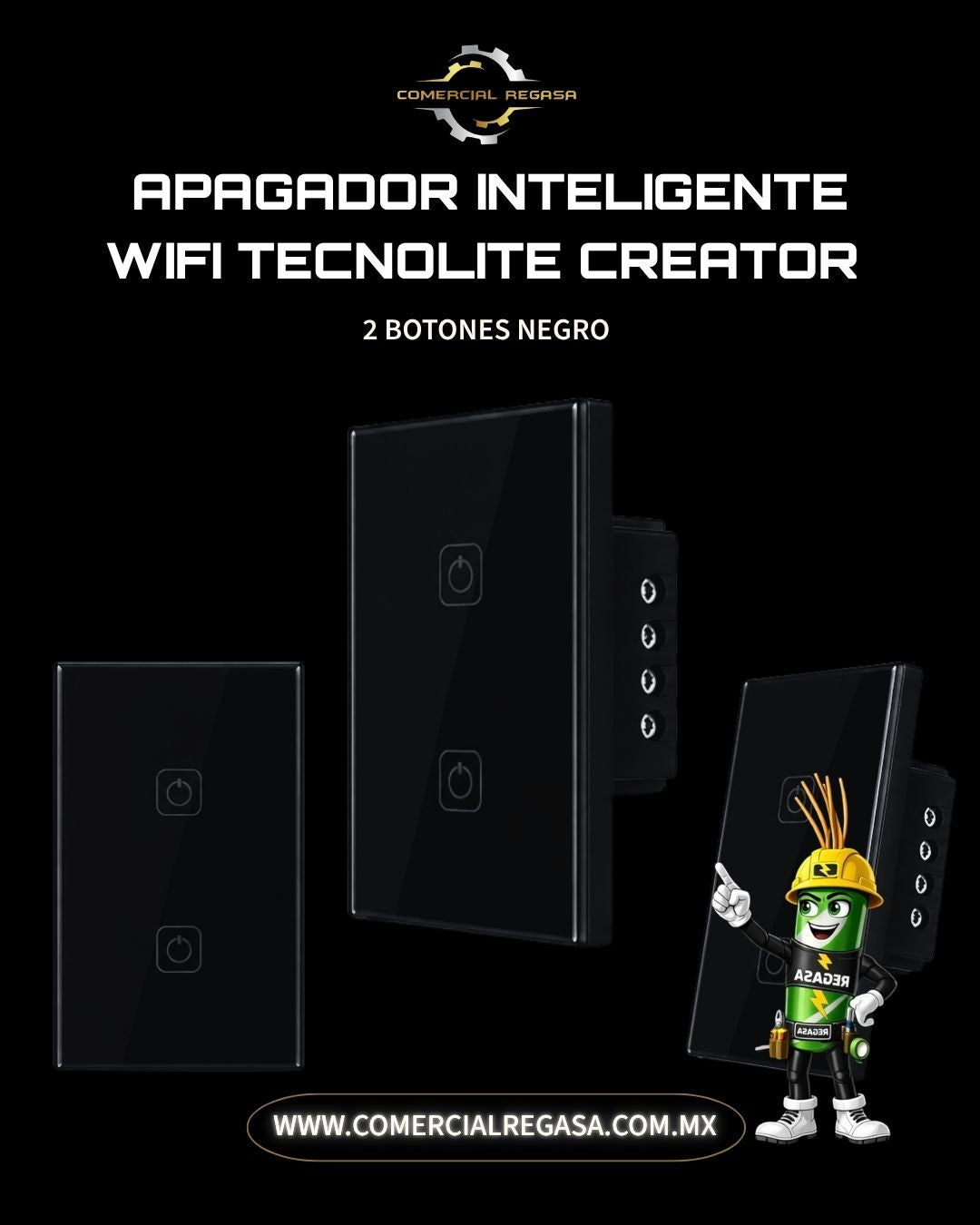 Apagador inteligente WiFi Tecnolite Creator | Compatible con Alexa y Google Home