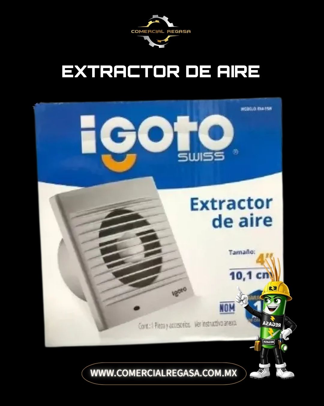 Extractor de Aire Empotrable Doméstico | Motor de Cobre y Cuerpo ABS