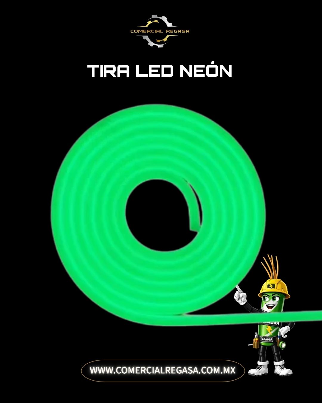 Tira LED Tipo Neón Flex Monocromática IP65 | Manguera Flexible con Driver Incluido