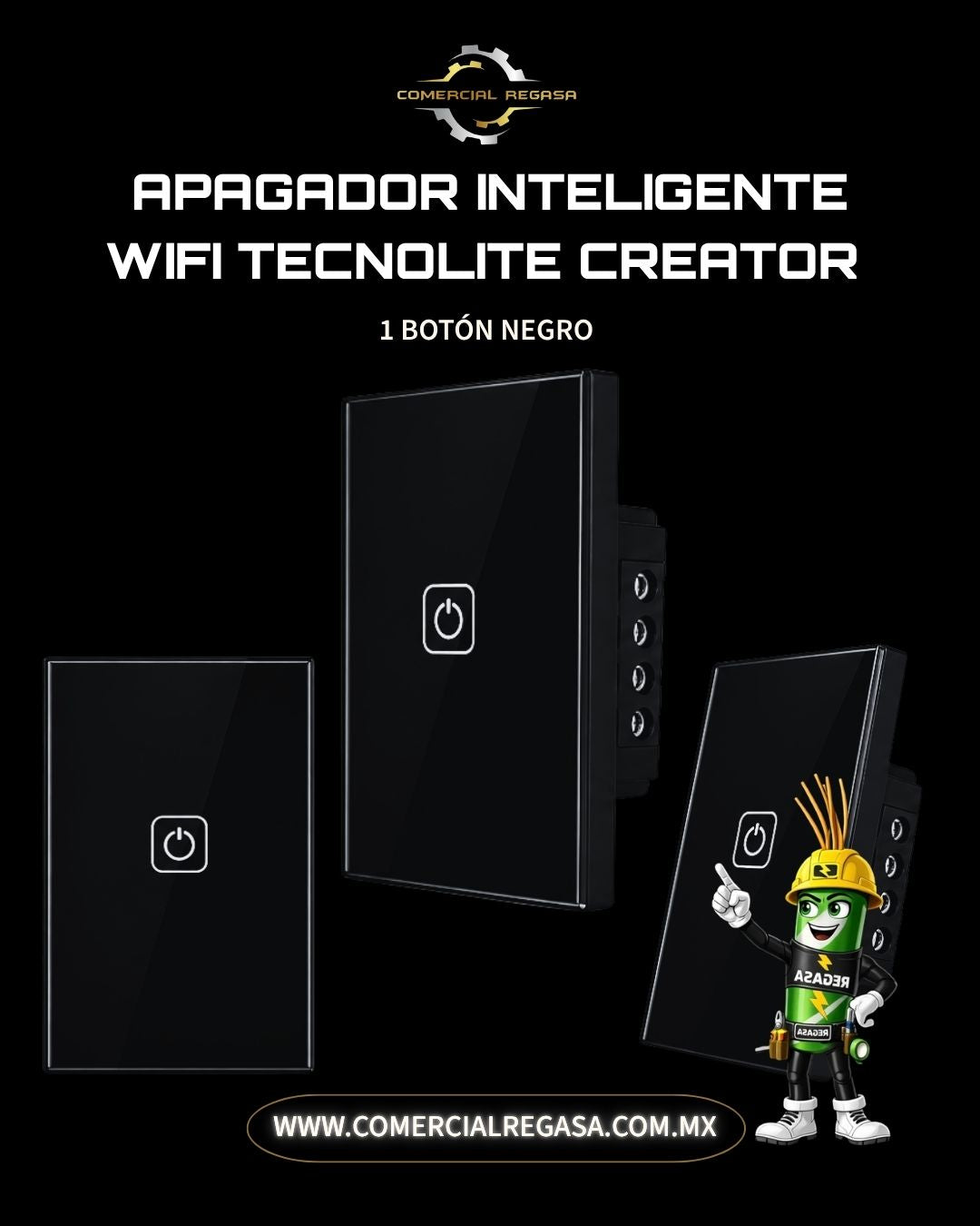 Apagador inteligente WiFi Tecnolite Creator | Compatible con Alexa y Google Home