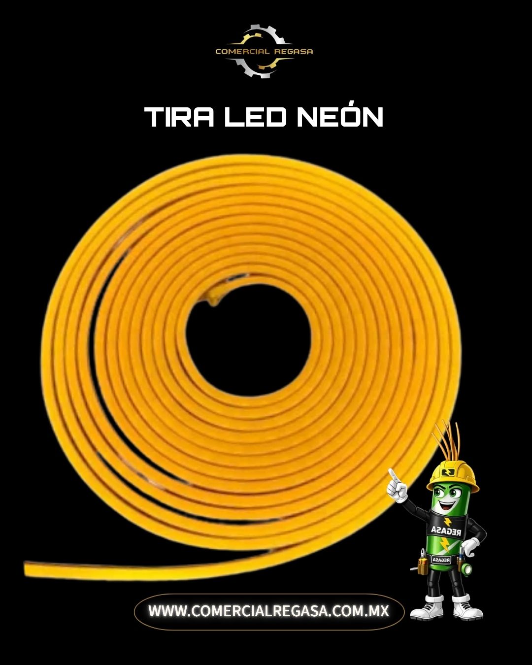 Tira LED Tipo Neón Flex Monocromática IP65 | Manguera Flexible con Driver Incluido