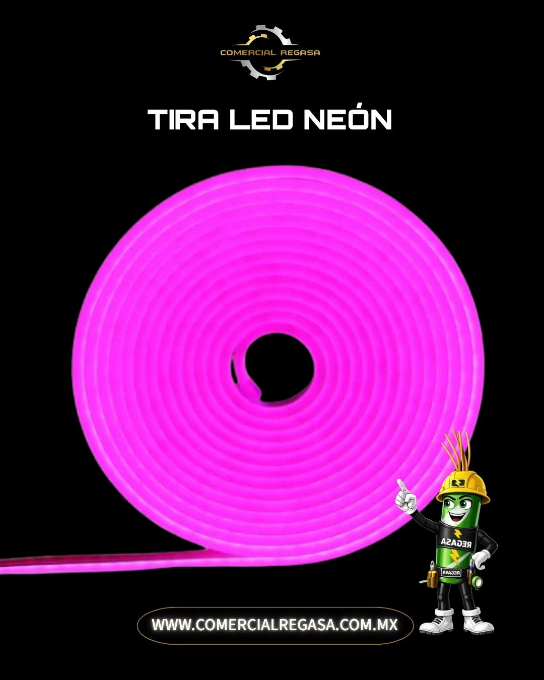 Tira LED Tipo Neón Flex Monocromática IP65 | Manguera Flexible con Driver Incluido