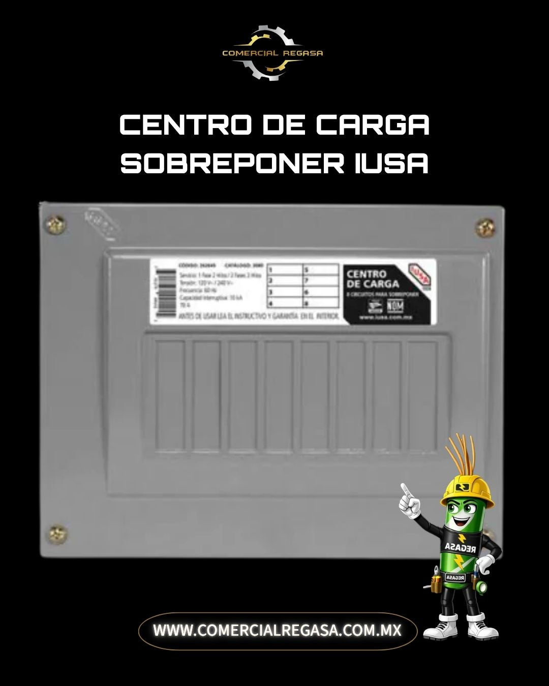 Centro de carga sobreponer IUSA | Tablero eléctrico para distribución y protección