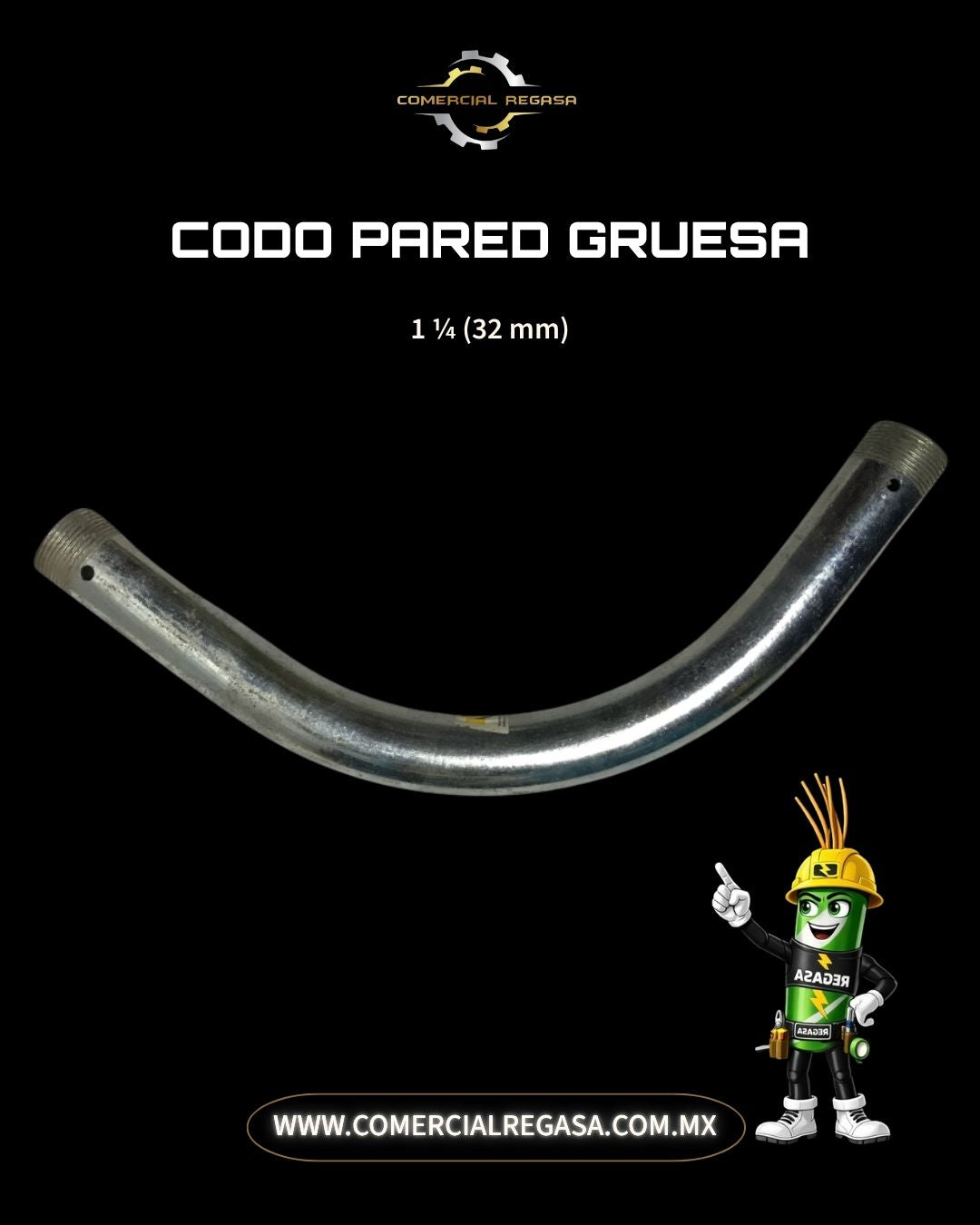 Codo Pared Gruesa Galvanizado | Accesorio para Tubería Eléctrica