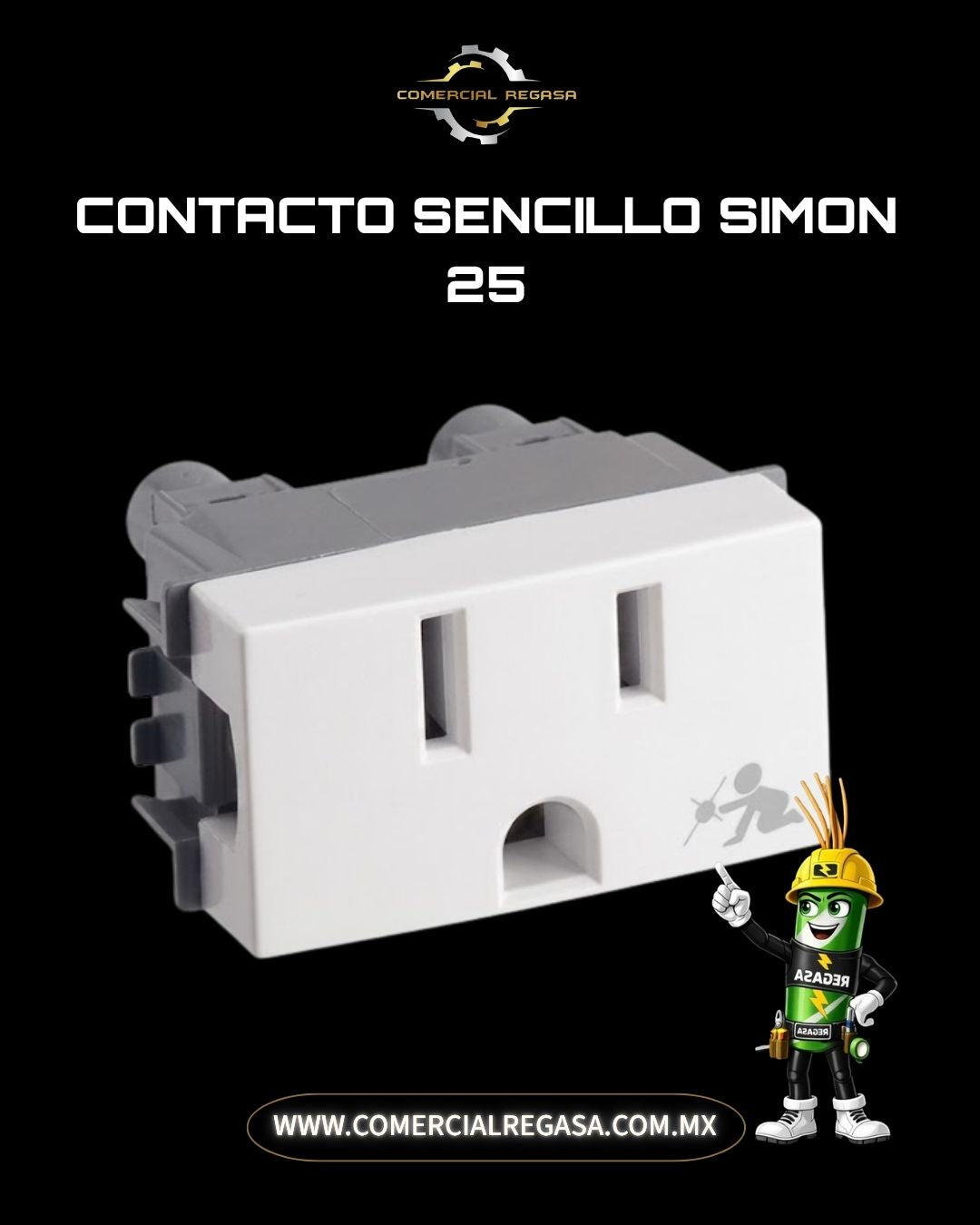 Contacto Sencillo Simon Serie 25 Plus Blanco | Tomacorriente Modular 2P+T