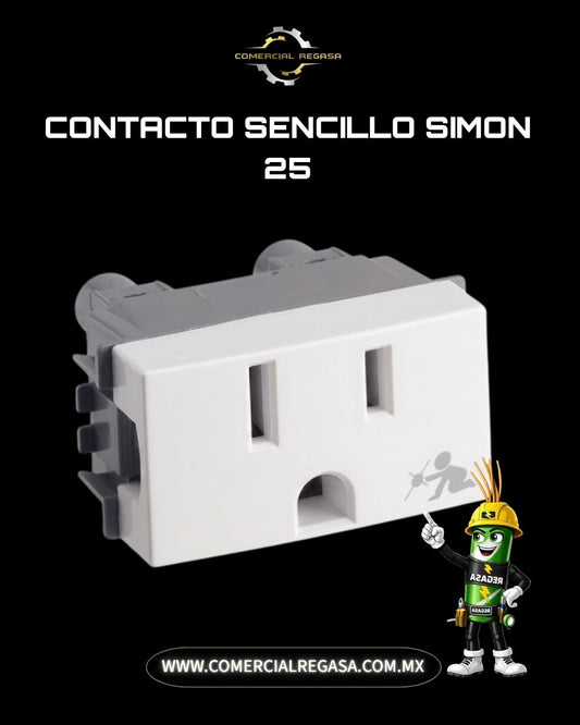 Contacto Sencillo Simon Serie 25 Plus Blanco | Tomacorriente Modular 2P+T