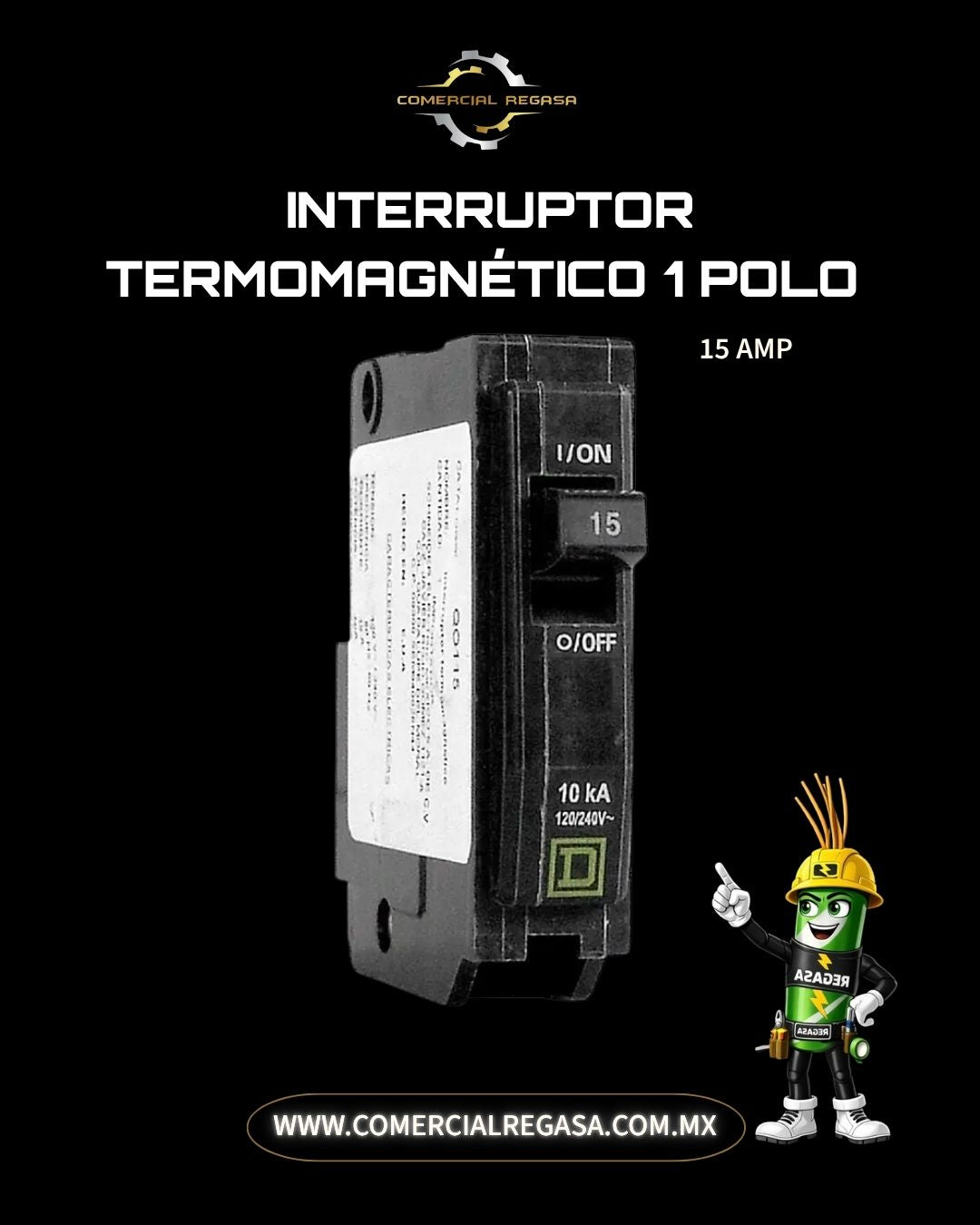 Interruptor Termomagnético 1 Polo | Protección Sobrecarga y Cortocircuito 120/240V