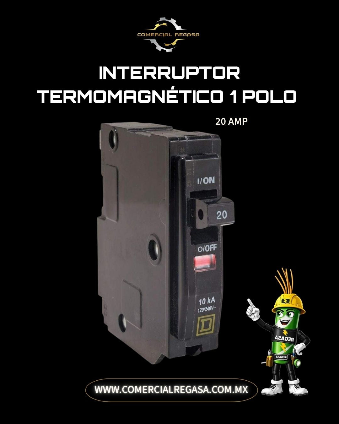 Interruptor Termomagnético 1 Polo | Protección Sobrecarga y Cortocircuito 120/240V