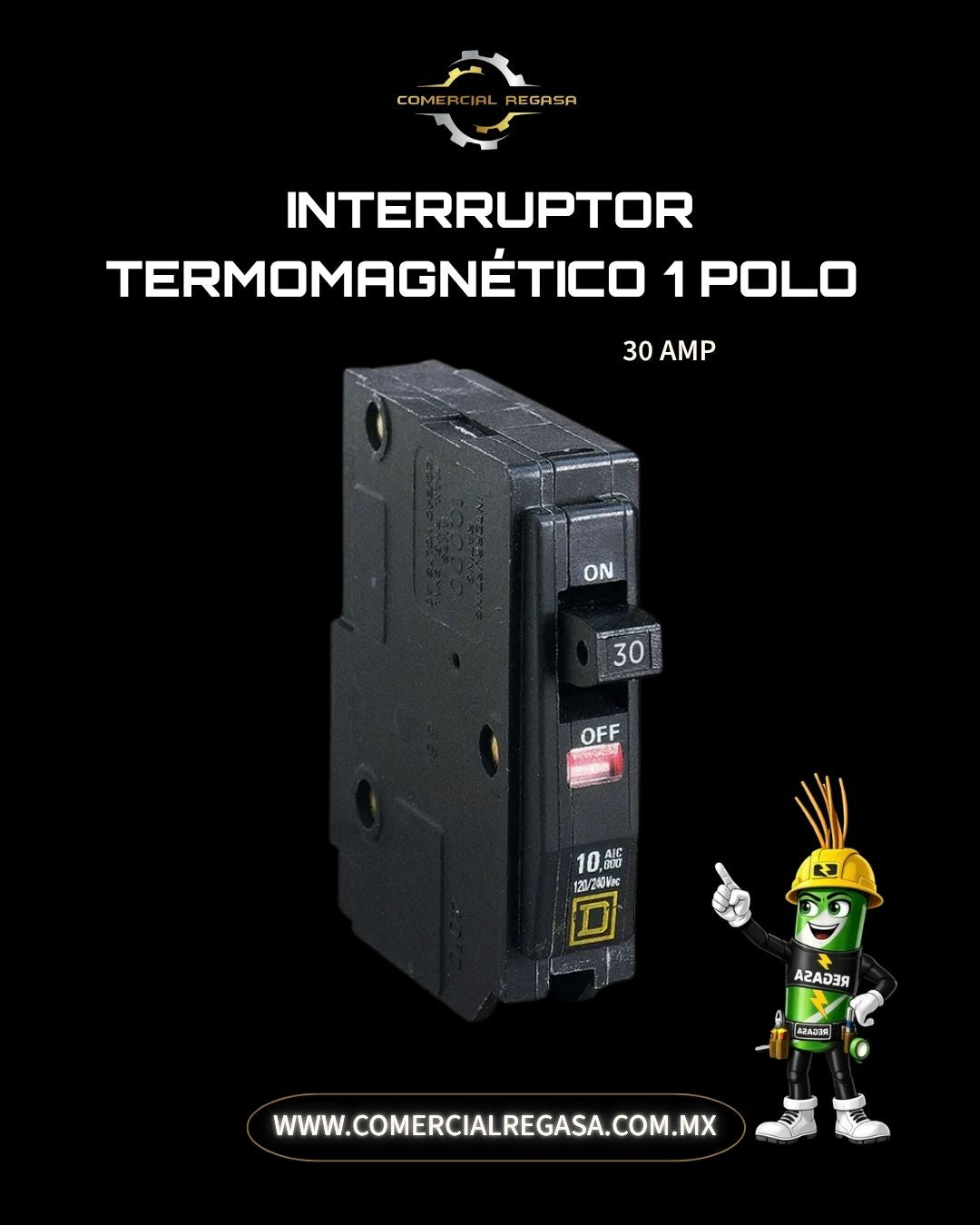 Interruptor Termomagnético 1 Polo | Protección Sobrecarga y Cortocircuito 120/240V