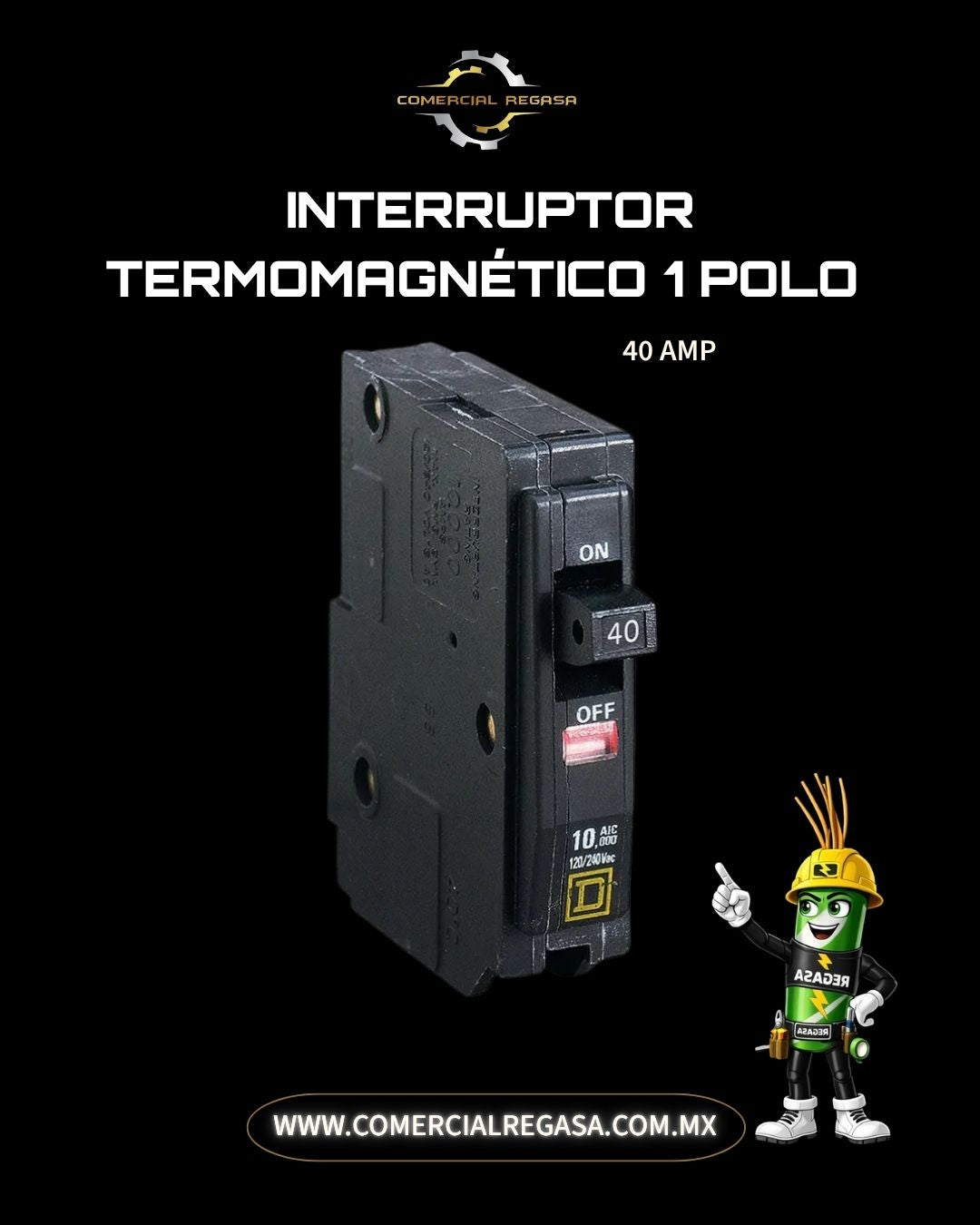 Interruptor Termomagnético 1 Polo | Protección Sobrecarga y Cortocircuito 120/240V