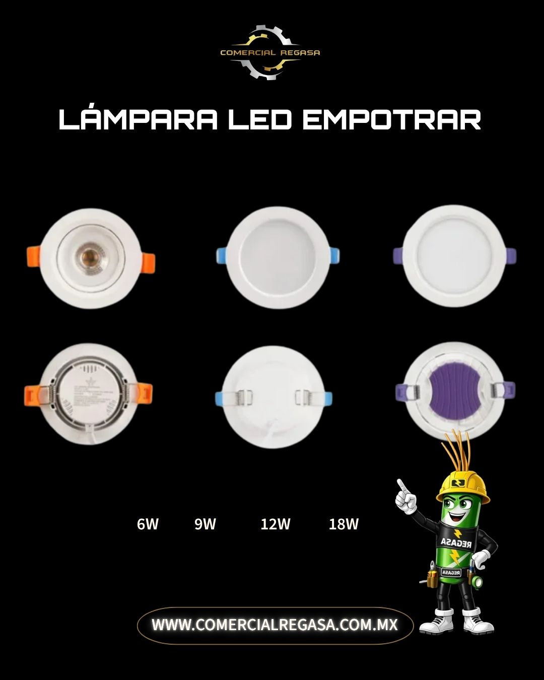 Lámpara LED Downlight Empotrable | Panel de Plafón Antivaho y Antideslumbrante