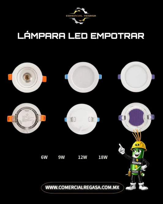 Lámpara LED Downlight Empotrable | Panel de Plafón Antivaho y Antideslumbrante