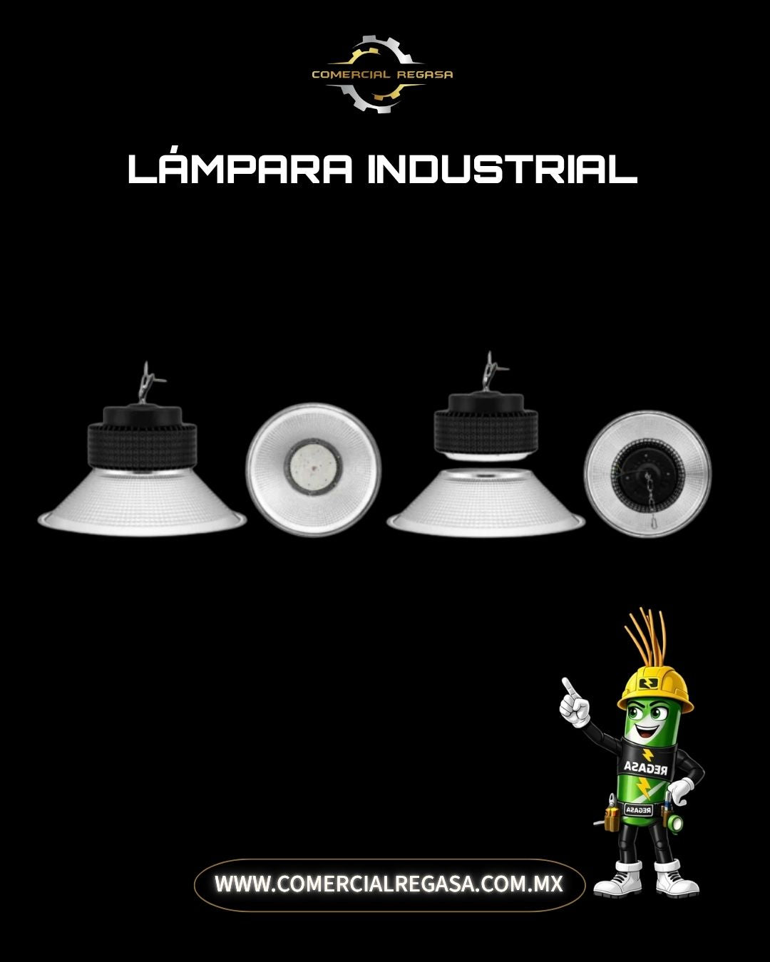 Luminaria High Bay Industrial LED | Campana de Alta Bahía con Reflector de Aluminio