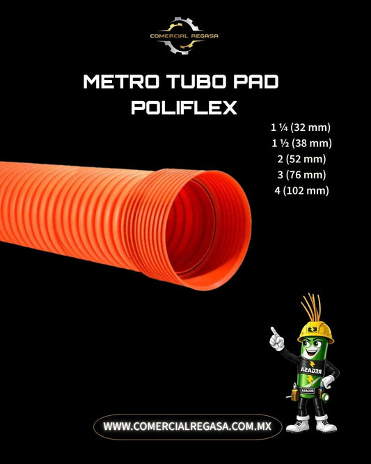Metro de tubo PAD Poliflex corrugado color naranja para redes subterráneas CFE