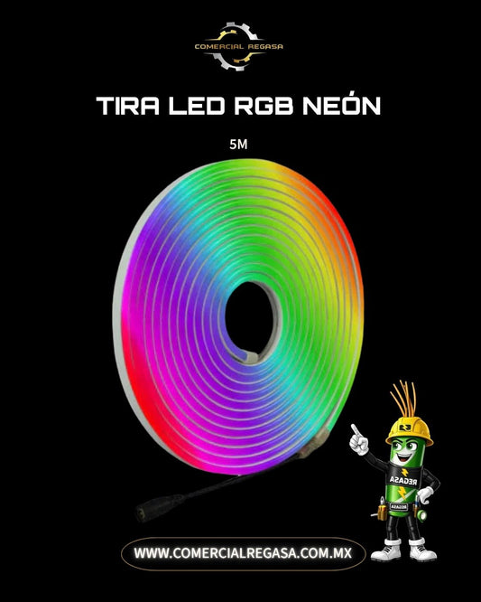 Tira LED RGB Tipo Neón Flex Multicolor IP65 | Kit de Iluminación con Driver Incluido