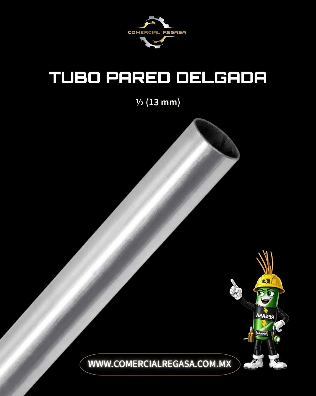 Tubo Pared Delgada Galvanizado | 3 Metros para Instalaciones Eléctricas